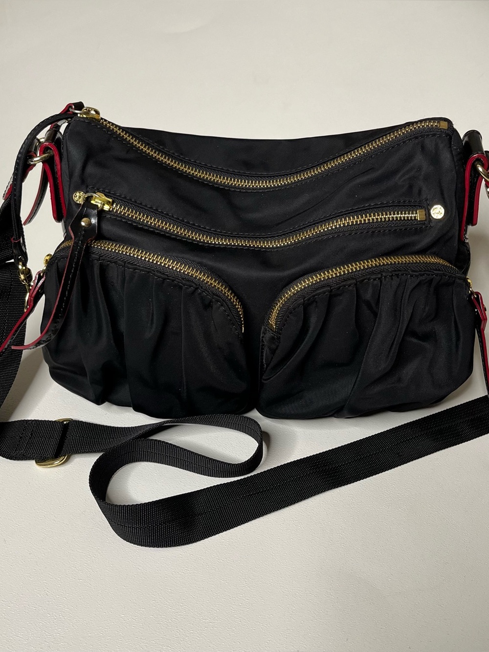 MZ Wallace Mia Black Nylon Crossbody Shoulder Bag